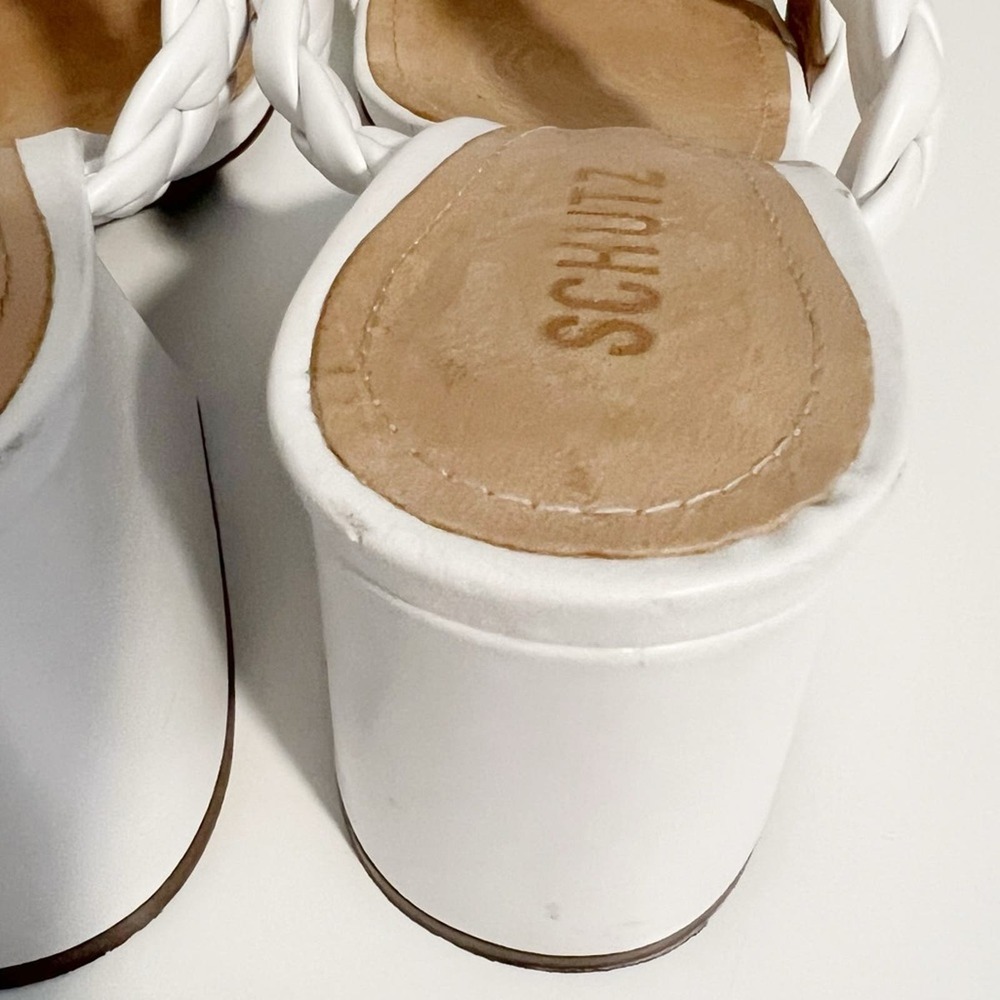 SCHUTZ Elida Braided Slide Sandals in White Leather size 8.5 - Picture 8 of 11